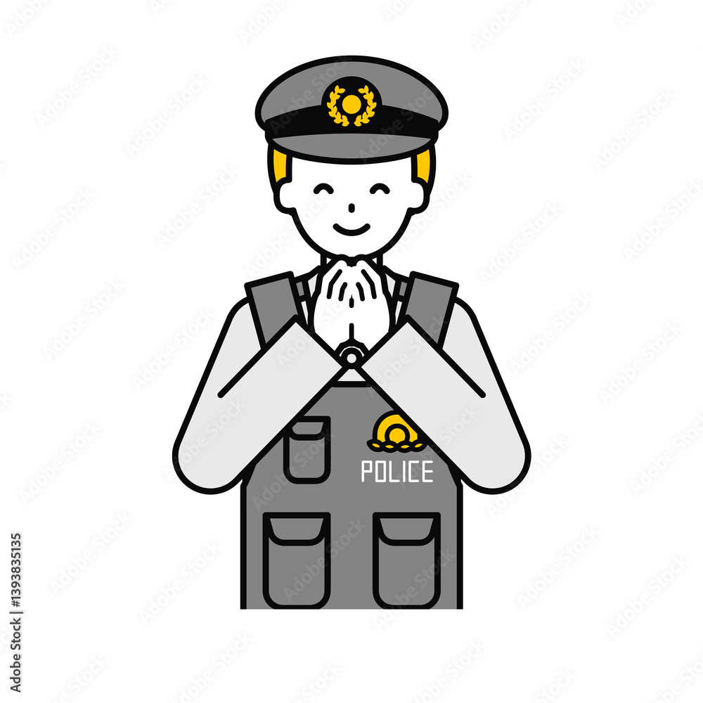 上半身のポーズ_シンプルな警察官の男性07