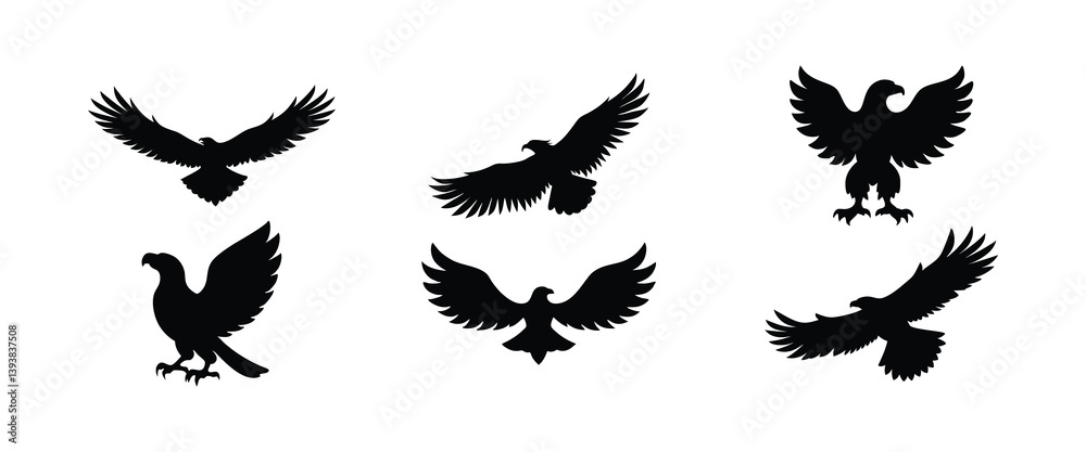 Obraz premium Eagle Silhouettes Vector Illustration.