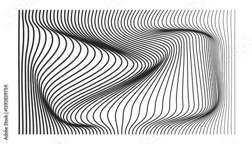 Abstract pink curved wave lines creating rhythmic motion illusion
