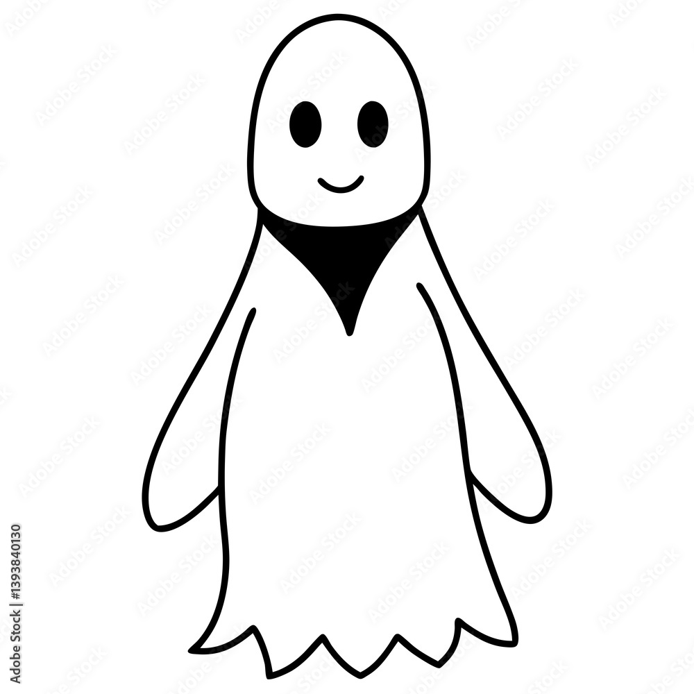 Cute Ghost Costume Silhouette Vector Fun and Spooky Illustration for Halloween Designs Cute Ghost Costume Silhouette Vector Fun and Spooky Illustration for Halloween Designs