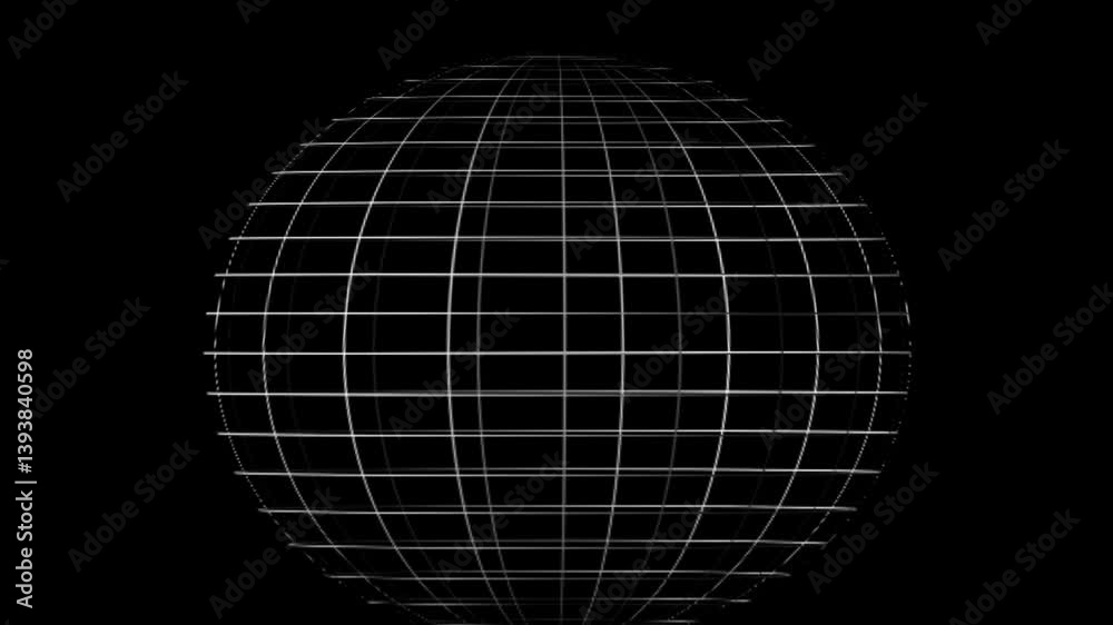 metallic wire frame sphere, on a black background