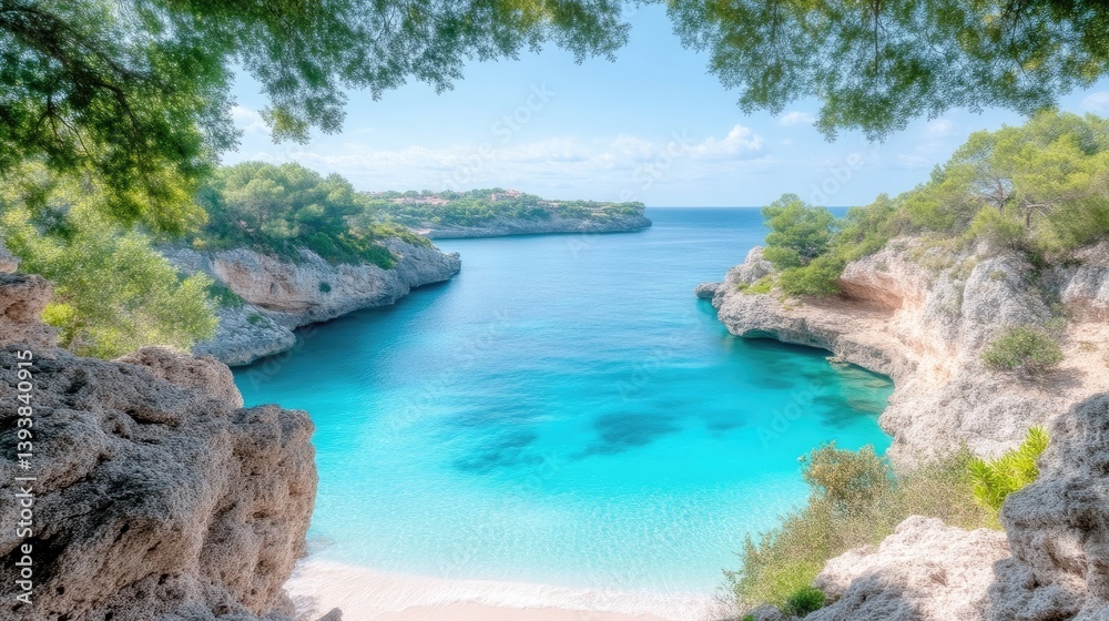 Secluded Cove Beachscape Lush Greenery Vibrant High-definition sunlit Overlooking Wide Shot Sandy Shore Serenity Hidden Paradise Azure Water Tones Tourism Brochure Ideal Secluded Cove Beachscape Lush Greenery Vibrant High-definition sunlit Overlooking Wide Shot Sandy Shore Serenity Hidden Paradise Azure Water Tones Tourism Brochure Ideal