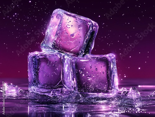 Ice Cubes, Purple, Sparkling