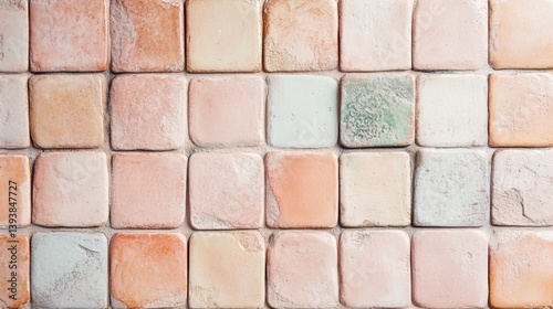 Wallpaper Mural Soft pastel peach ceramic tiles with subtle texture, seamless background ideal for interior design, wall decor, or digital graphic use
 Torontodigital.ca