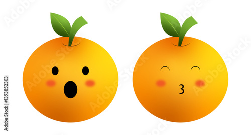 Orange Fruit with Kissy and Wow Faces.