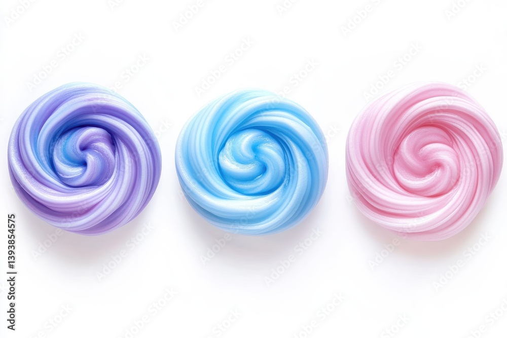 Pastel colored slime swirls isolated on white background Pastel colored slime swirls isolated on white background