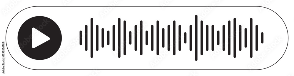 Black White Outline of Play Button with Music Rhythm Sound Wave on Rounded Rectangle Black White Outline of Play Button with Music Rhythm Sound Wave on Rounded Rectangle
