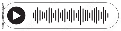 Free Download Black White Outline of Play Button with Music Rhythm Sound Wave on Rounded Rectangle - GFXLoad