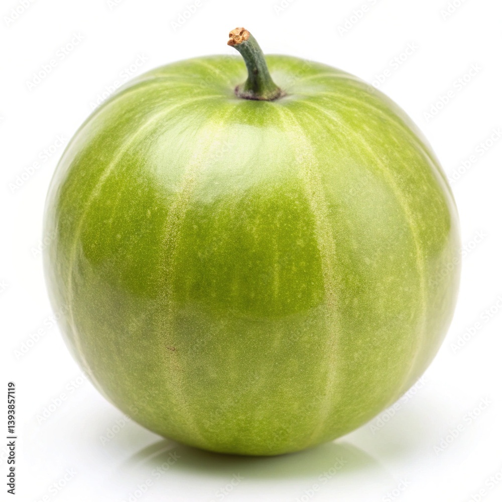 A single ripe green Indian gooseberry isolated on white background A single ripe green Indian gooseberry isolated on white background