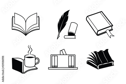Minimal Book and Writing Line Art Vector Collection