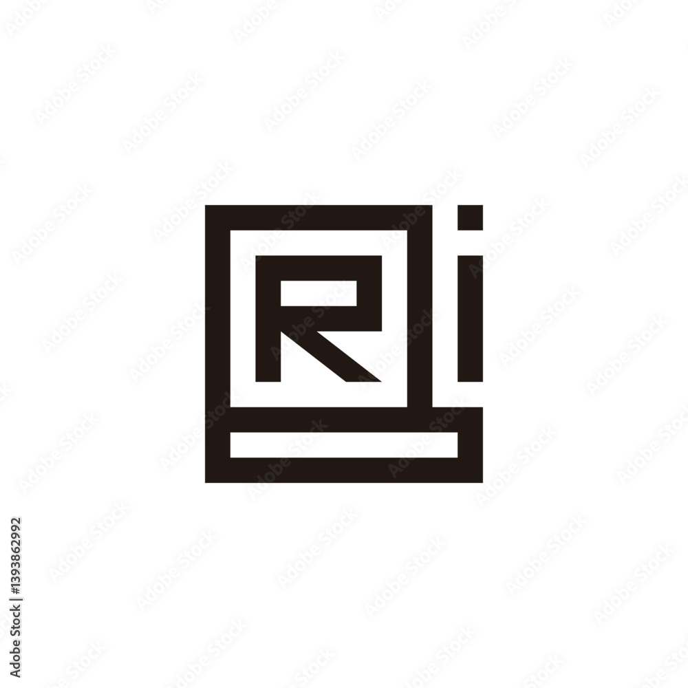 Letter R, B and i square geometric symbol simple logo vector Letter R, B and i square geometric symbol simple logo vector