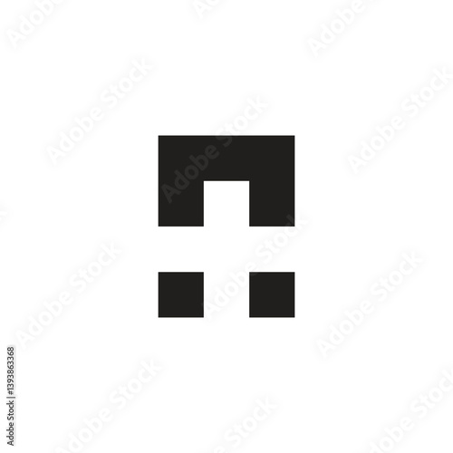 Letter n plus, square geometric symbol simple logo vector