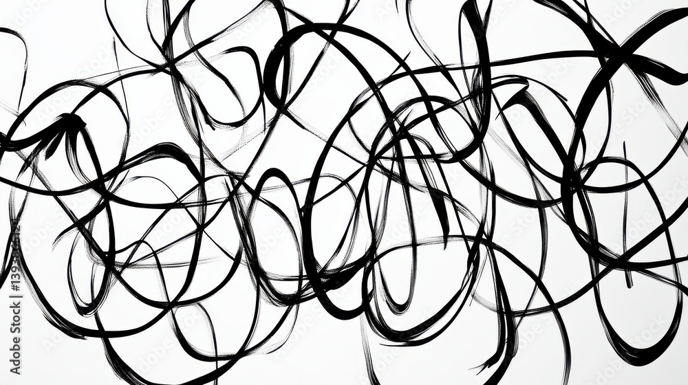 Abstract Black Swirls and Curves on White Background for Creative Design Projects Abstract Black Swirls and Curves on White Background for Creative Design Projects