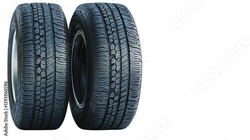 Action-packed tire showcase on cutout background automotive display studio environment dynamic viewpoint