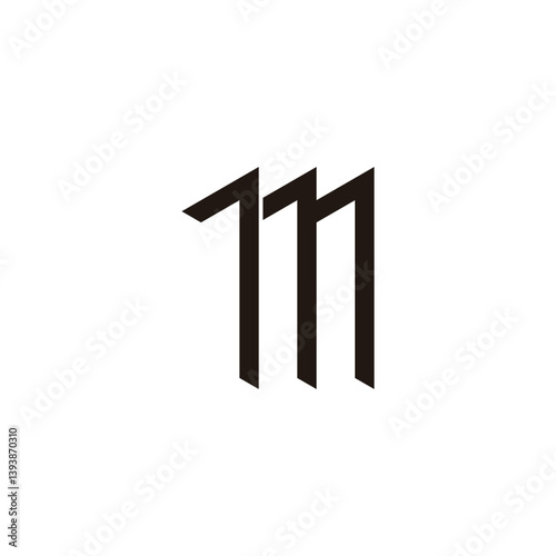 Letter m number 1 geometric symbol simple logo vector
