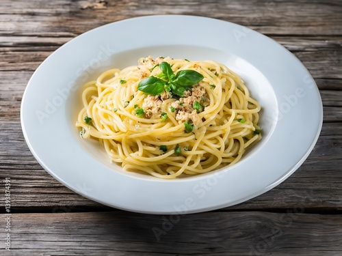 ツナとバジルのペペロンチーノ風パスタ photo