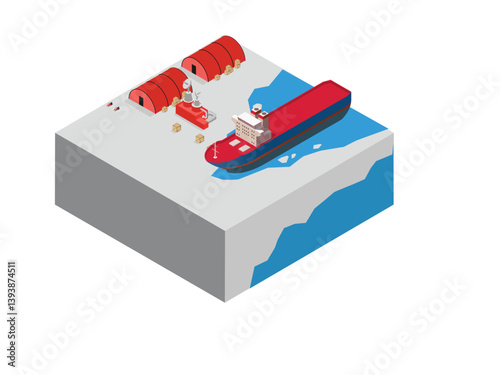 Arctic scene with a cargo ship or icebreaker