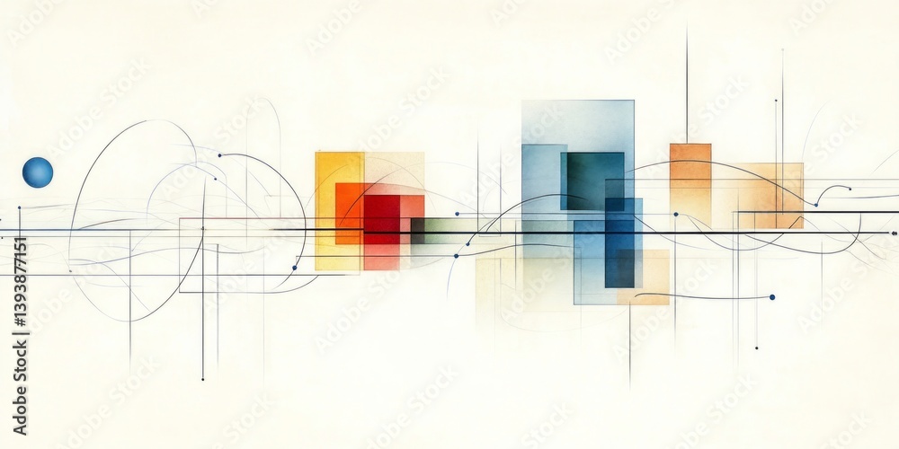 Fototapeta premium Minimalist Tech Blueprints – Abstract Digital Grids with Ink Bursts and Futuristic Linework