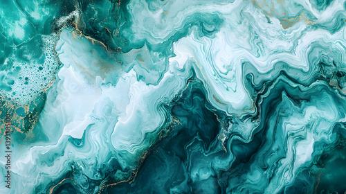Wallpaper Mural Emerald Marble's Aesthetic: An elegant close-up reveals the intricate veining and swirls of emerald marble, evoking a sense of luxury, opulence, and timeless design. Torontodigital.ca