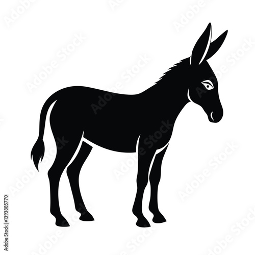 donkey silhouette vector, a donkey animal isolated white background