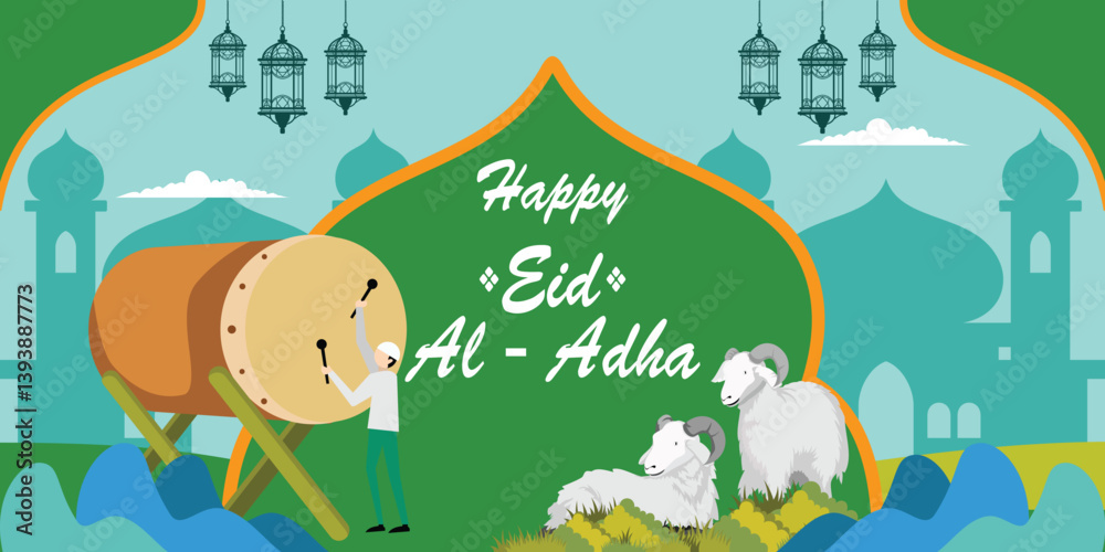 Obraz premium illustration of Happy Eid al Adha Celebration