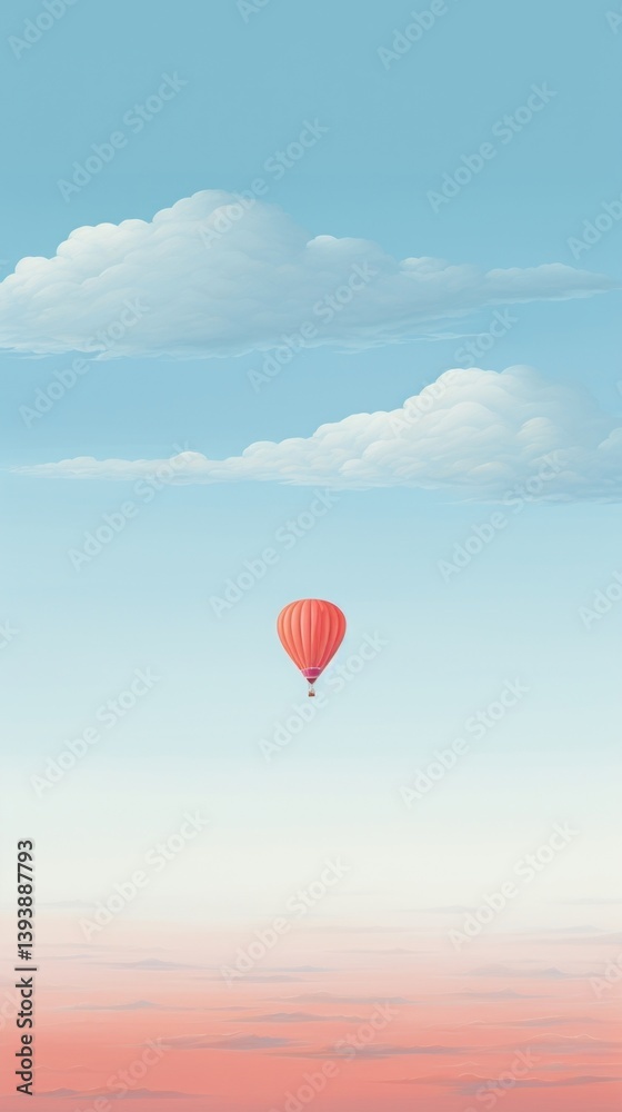 Fototapeta premium Minimal space sky balloon aircraft outdoors.