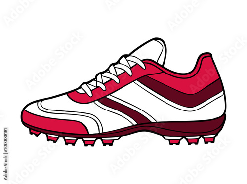 Red sporty soccer shoe with details 
