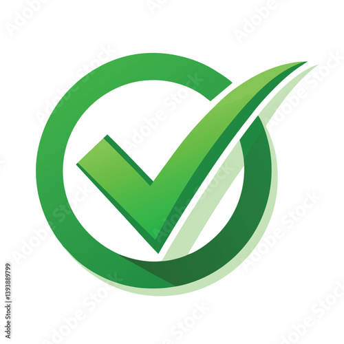 White check mark on green circle, Done mark, yes or correct sign. Approval concept