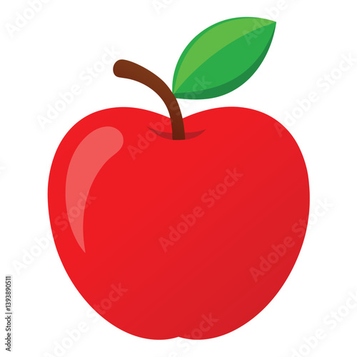 red apple with leaf isolated on white background