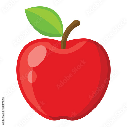 red apple with leaf isolated on white background