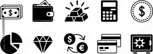 Financial Icons Set For Business Investment And Economic Growth Concept