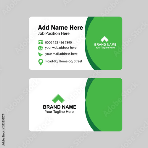 Green Business card design template, professional business card template.