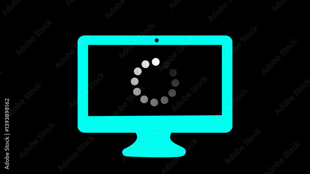 Preloaded buffering circle. loading circle icon in blue monitor. Charging, uploading, downloading and loading bar Preloaded buffering circle. loading circle icon in blue monitor. Charging, uploading, downloading and loading bar