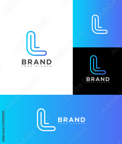 Modern Blue Gradient Letter L Logo Brand Identity Design