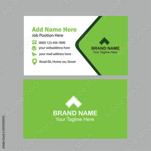 Green Business card design template, professional business card template.
