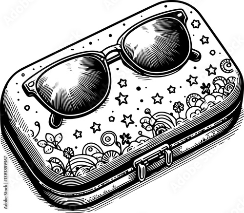 Silhouette of a sleek sunglasses case in a closed position, perfect for eyewear branding, accessory design, and packaging illustrations. Ideal for digital projects and marketing.