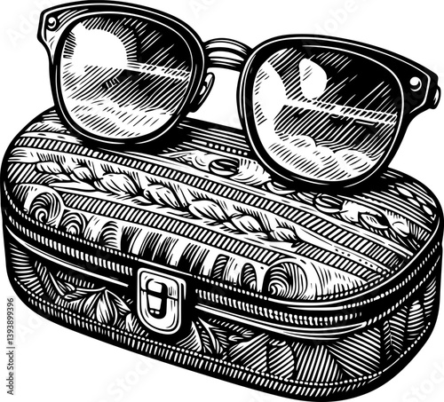 Silhouette of a sleek sunglasses case in a closed position, perfect for eyewear branding, accessory design, and packaging illustrations. Ideal for digital projects and marketing.