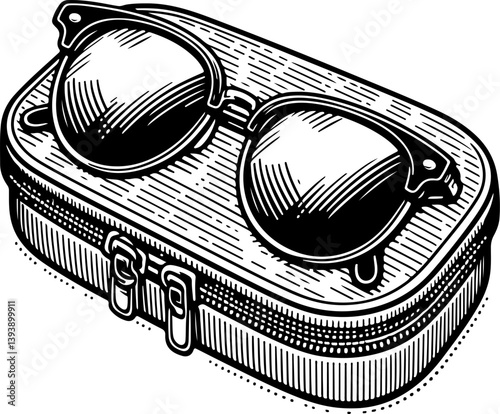 Silhouette of a sleek sunglasses case in a closed position, perfect for eyewear branding, accessory design, and packaging illustrations. Ideal for digital projects and marketing.