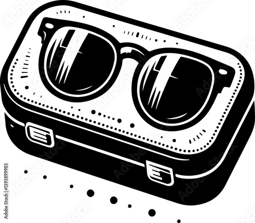 Silhouette of a sleek sunglasses case in a closed position, perfect for eyewear branding, accessory design, and packaging illustrations. Ideal for digital projects and marketing.
