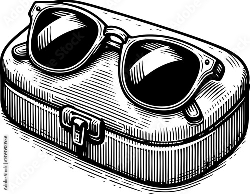Silhouette of a sleek sunglasses case in a closed position, perfect for eyewear branding, accessory design, and packaging illustrations. Ideal for digital projects and marketing.