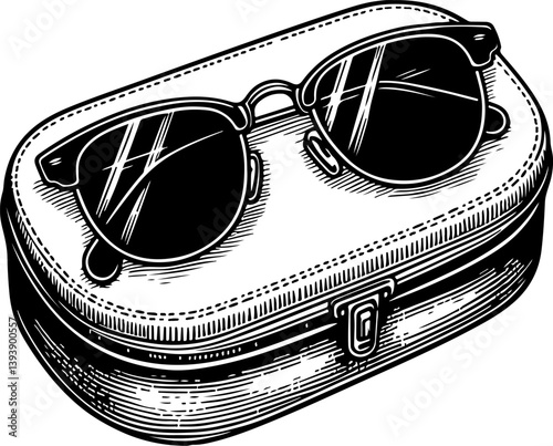 Silhouette of a sleek sunglasses case in a closed position, perfect for eyewear branding, accessory design, and packaging illustrations. Ideal for digital projects and marketing.