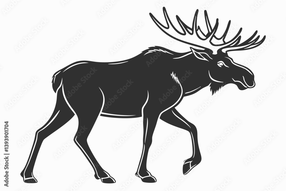 Fototapeta premium moose silhouette vector illustration white background