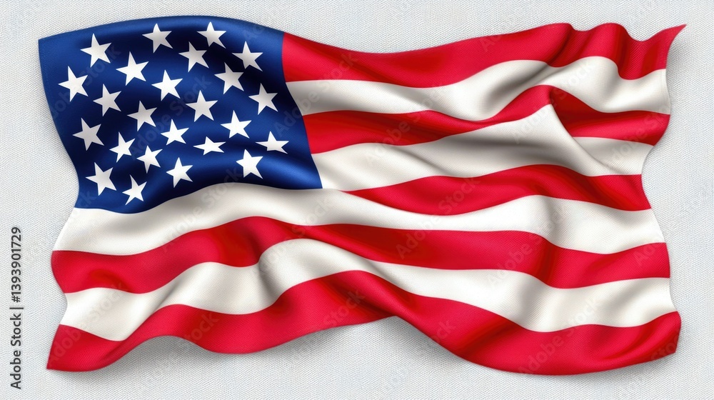 Fototapeta premium American Flag Waving in the Wind with Vibrant Colors and Crisp Details Captured in High Resolution