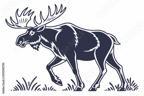 moose silhouette vector illustration white background