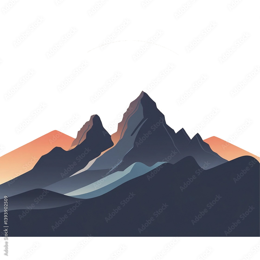 Naklejka premium Sunrise Mountain Silhouette Vector