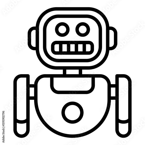 futuristic helper outline icon for standing robot unit