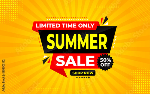 Summer sale Discount banner. summer offer sale banner vector template. Sale label and discounts background, Discount Promotion marketing poster design for web and Social. Vector Illustration.