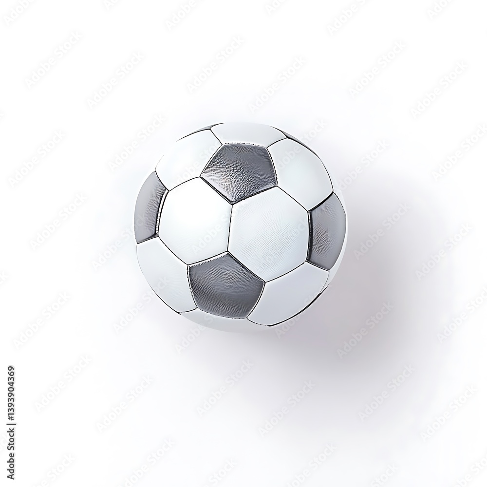Naklejka premium Classic soccer ball featuring black and white panels on a plain background