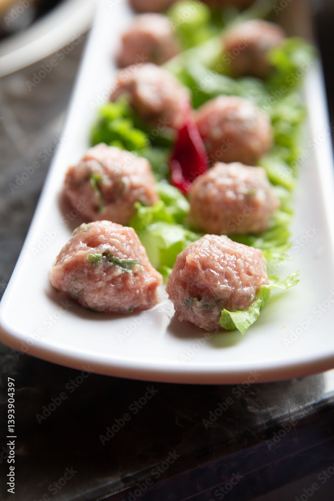 Hotpot Pork Meatballs with Scallions Hotpot Pork Meatballs with Scallions