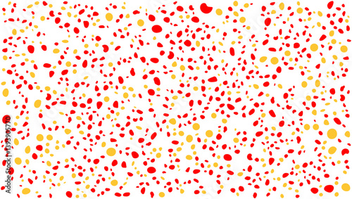 Vibrant Red and Yellow Polka Dot Abstract Background.